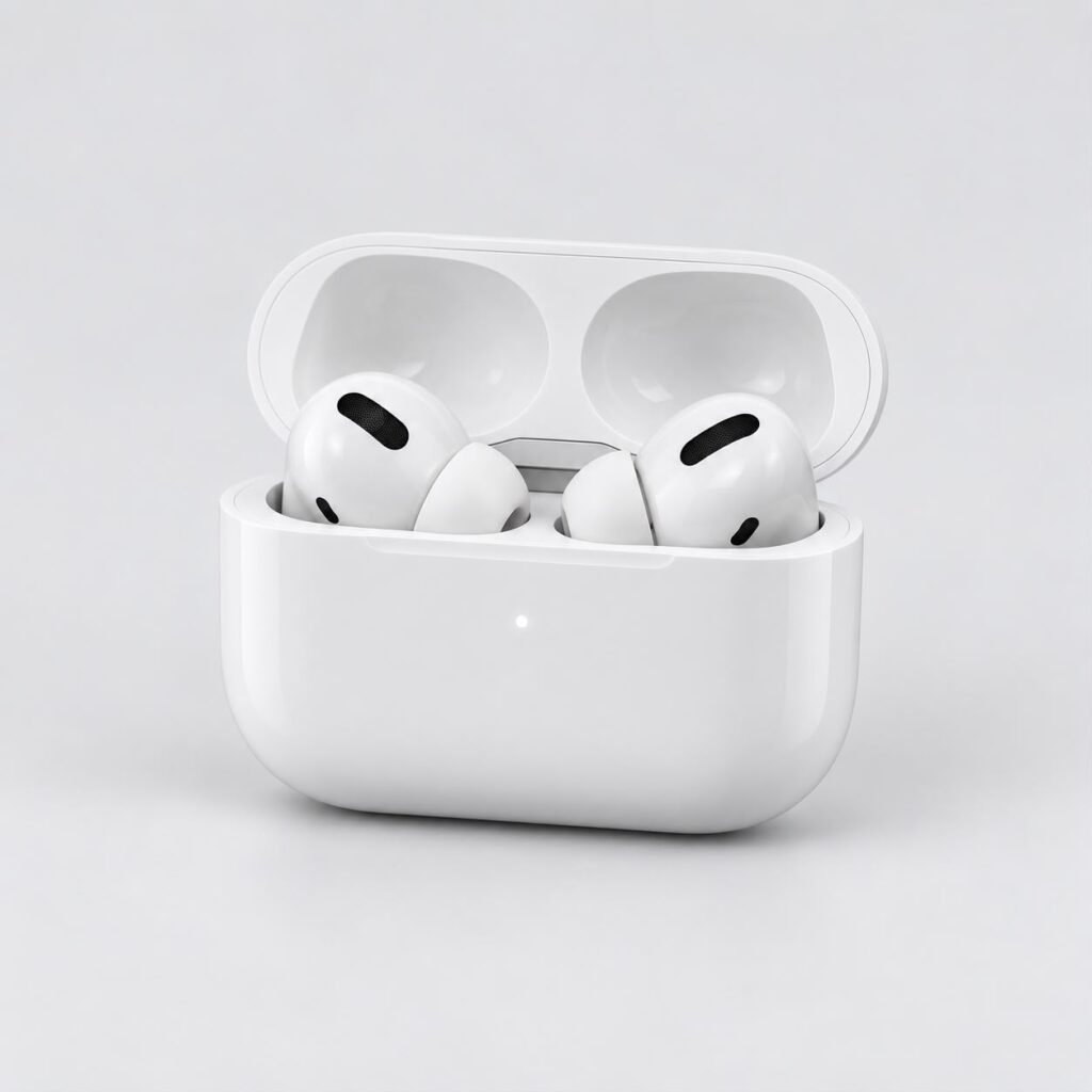 Airbuds Pro 3 white charging case with both earbuds