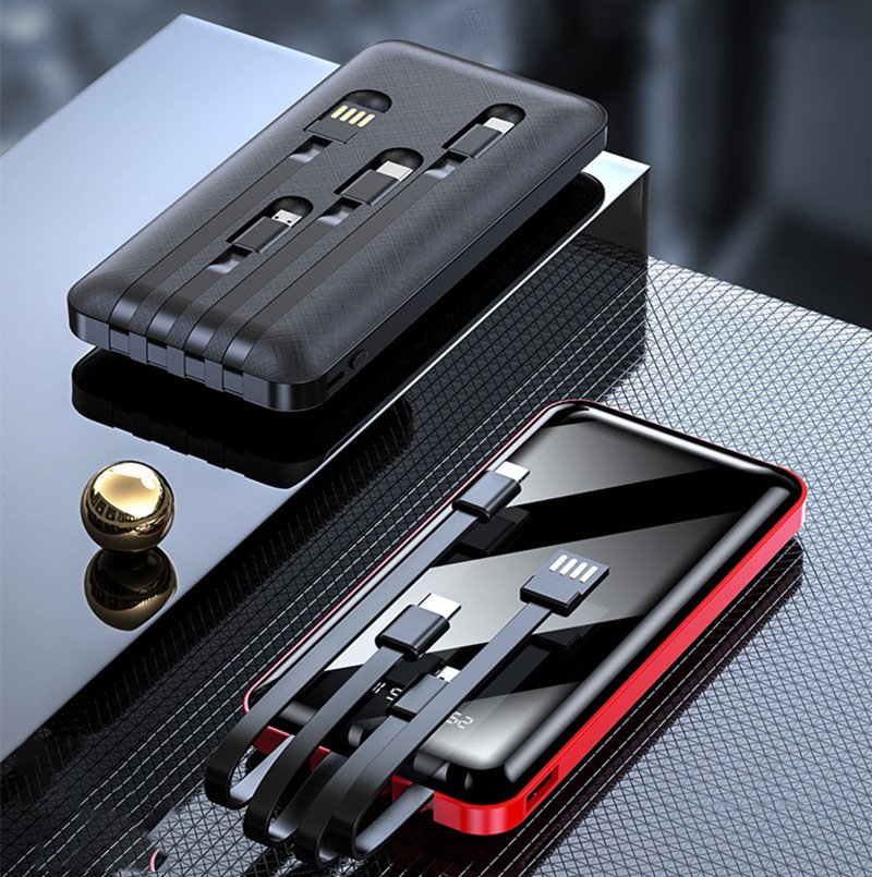 20000mAh Power Bank with Built-In Cables