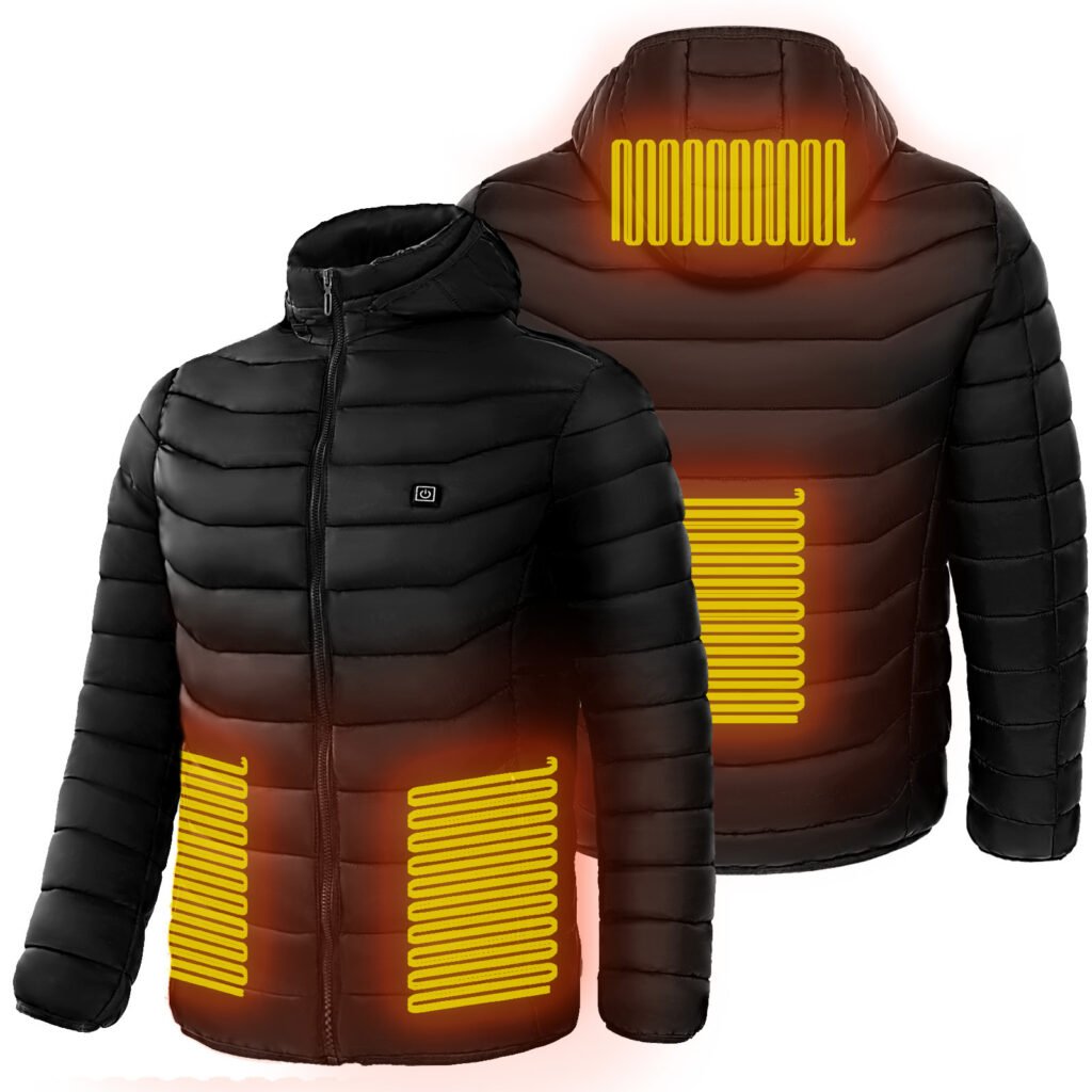 Men's Electric Heated Puffer Jacket with Hood (9 Heating Zones)