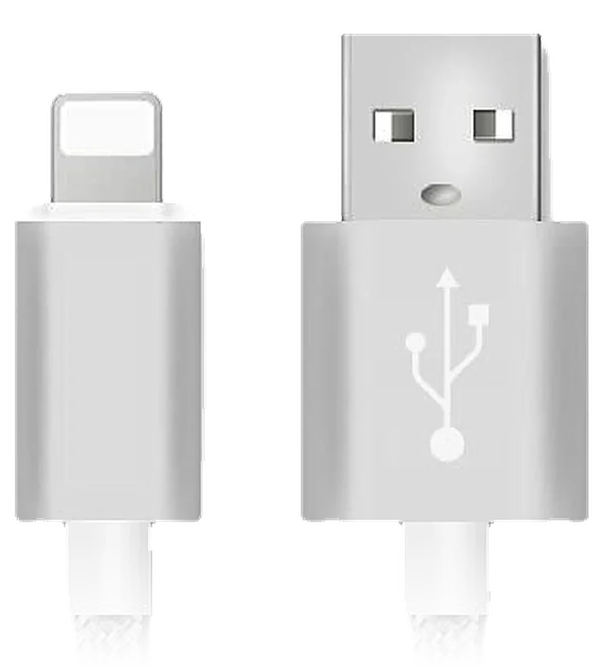 Silver braided cable with USB and Lightning connectors